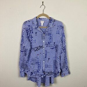 Chico's | Martini Shoe Hi-Lo Print Button Down Blouse 1 (M/8)